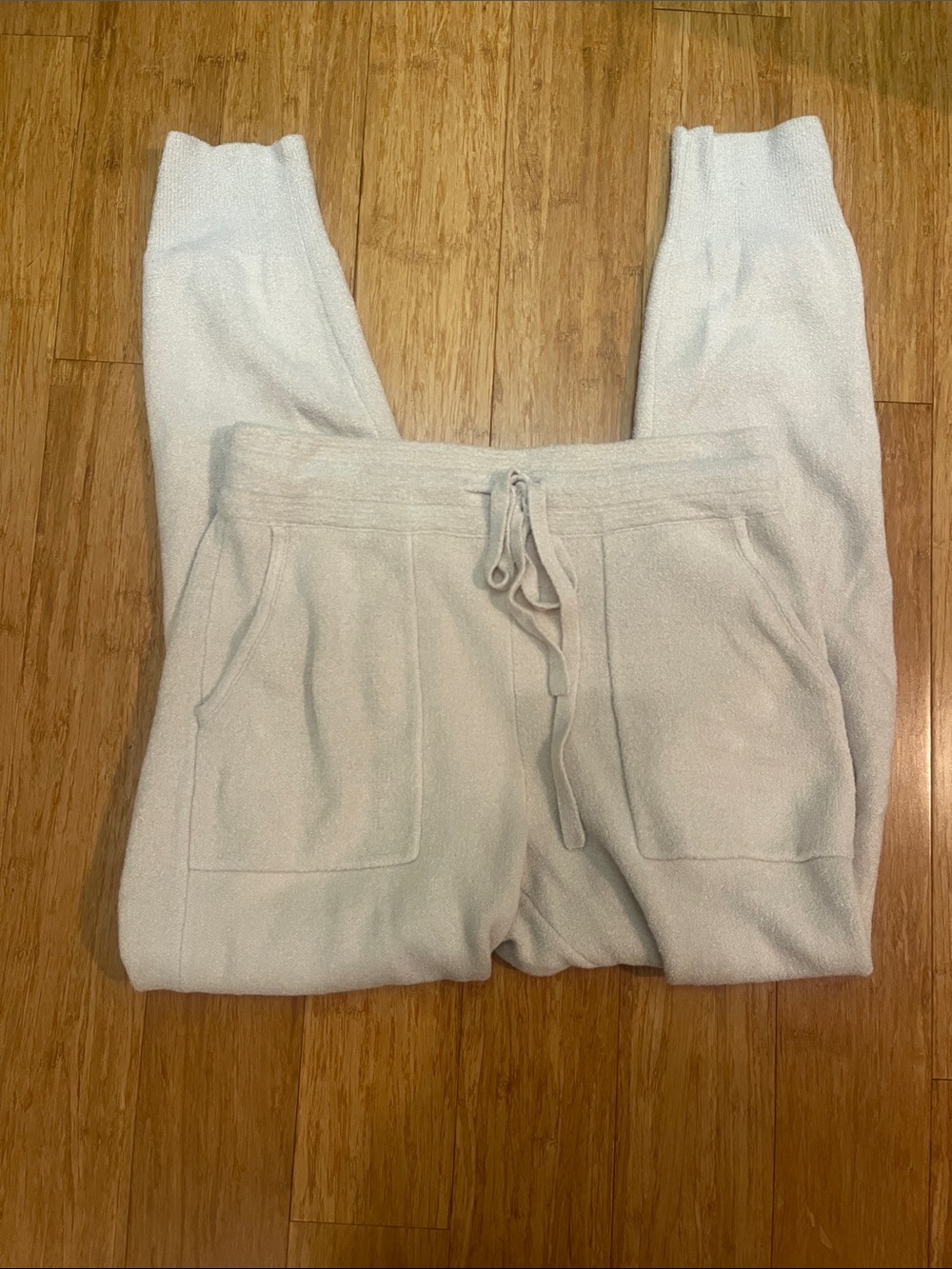 Barefoot Dreams Women's Light Cream Knit Jogger Pants